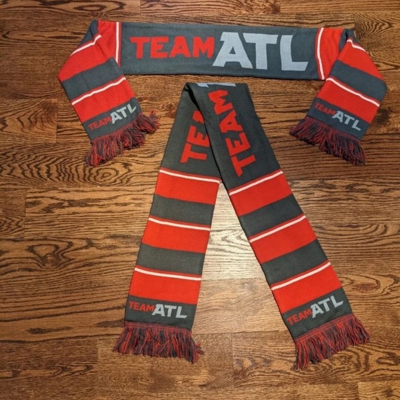Unisex Adults Lot of 2 TEAM ATL Atlanta Sports Scarf Scarves, Black & Red - Picture 1 of 4